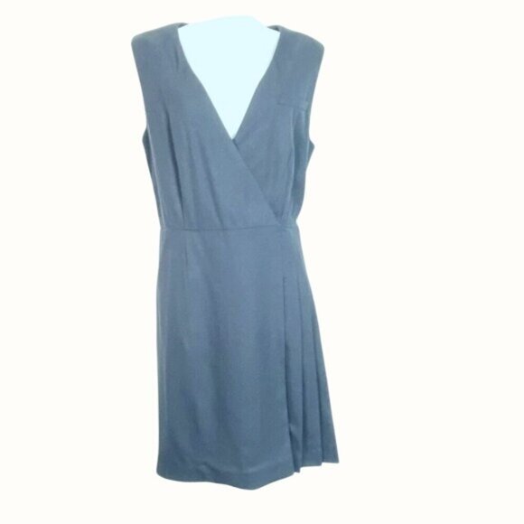 Tory Burch Navy Blue Sleeveless Knee-Length Faux Wrap Wool Dress Size 12 - Picture 1 of 9